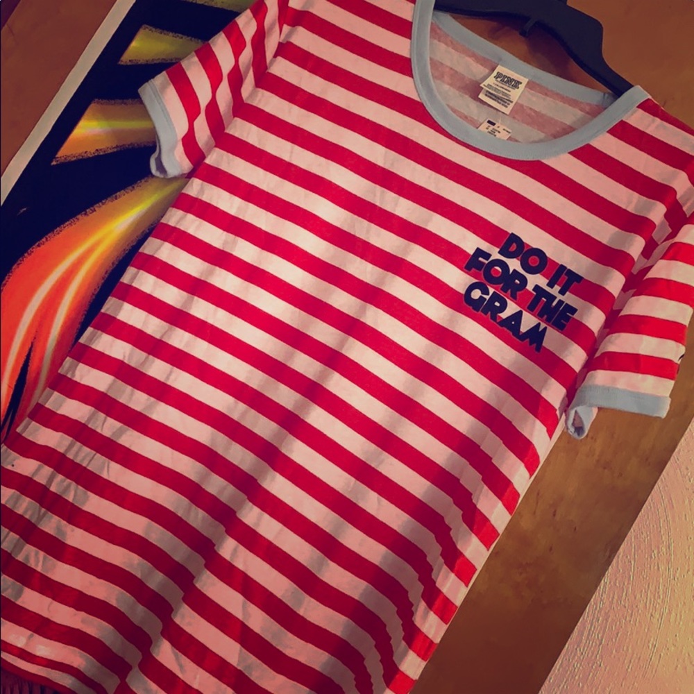 Red & White Stripped PINK T